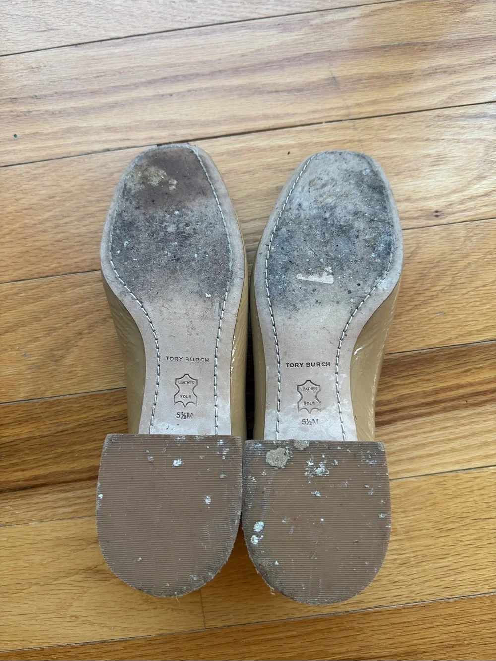 Tory Burch Camel Patent Leather Square-Toe Pump